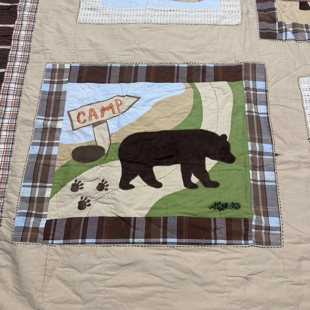 Woolrich Twin Quilt Sham Set Kids Big Bear Campground Camp Cabin Wilderness 2Pc